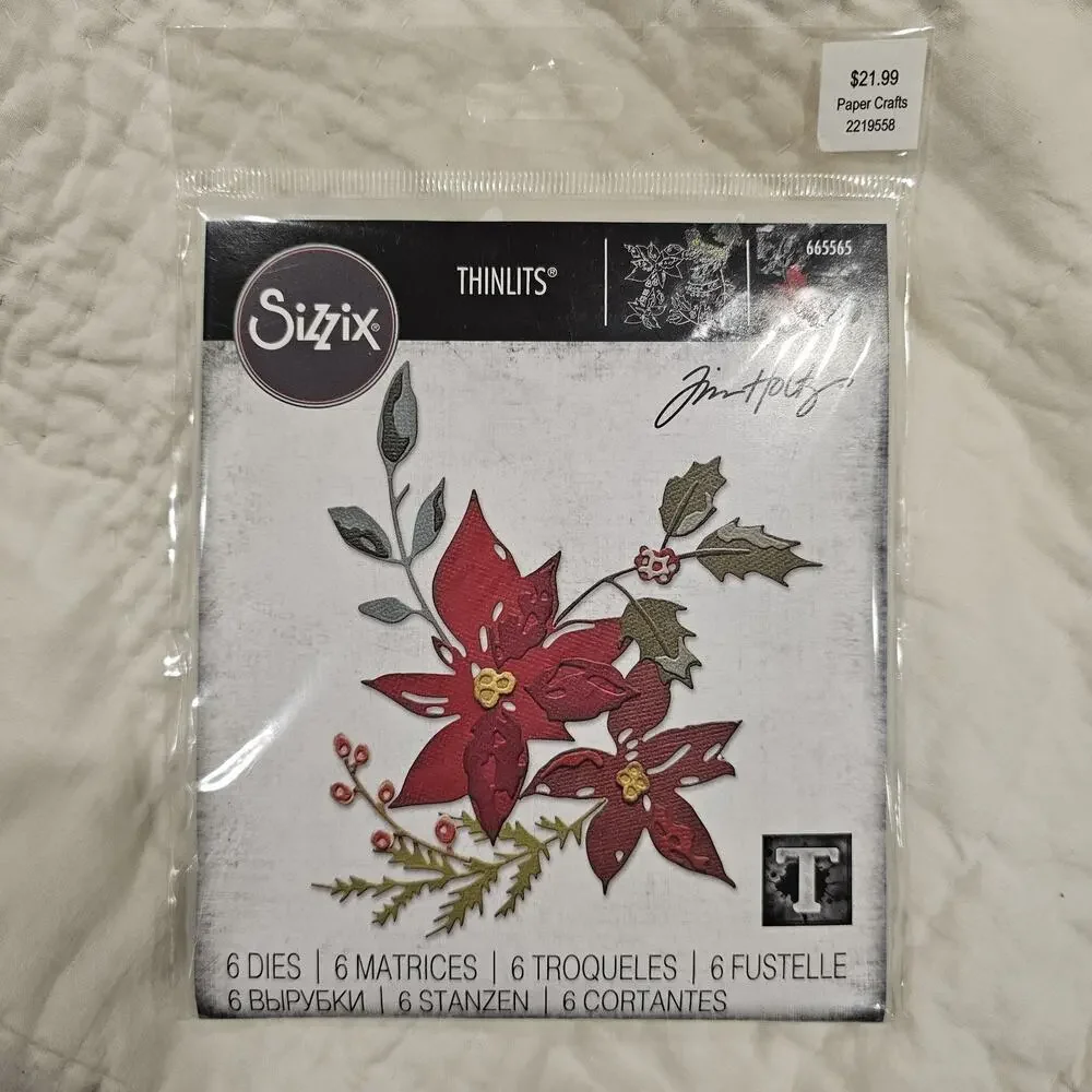 Tim Holtz Festive Bouquet Christmas Poinsettia Thinlits 665565 Sizzix-Dies